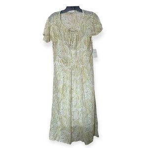 Dress NWT Lucky Brand Large Yellow Paisley Chiffon Flouncy